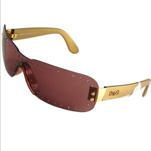 Dolce Gabbana Rinestone Sunglasses, Gold Frame